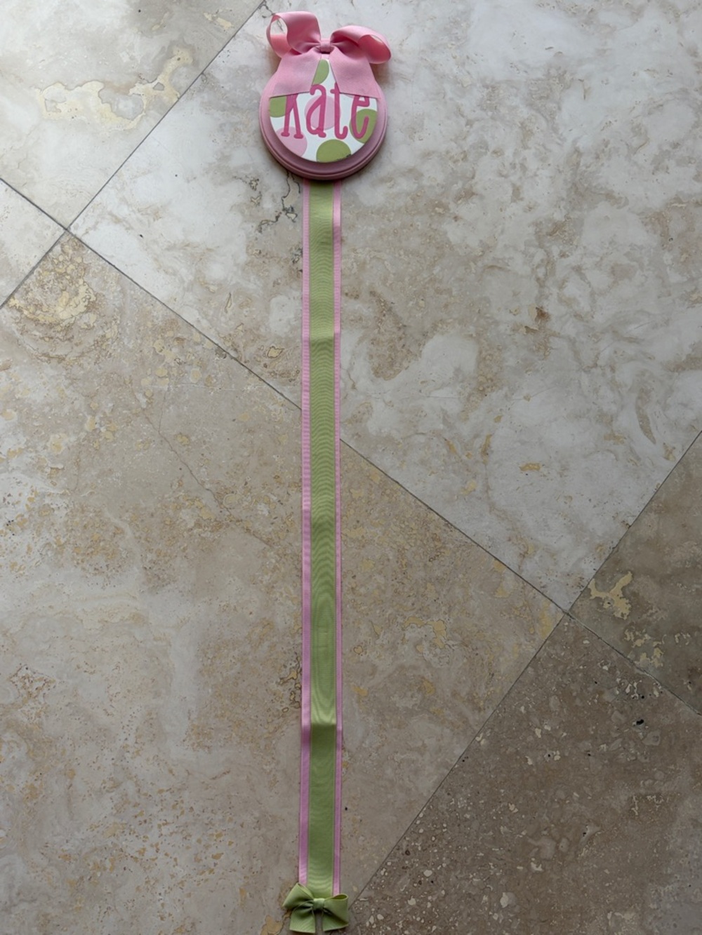 Personalized Pink & Green Ribbon Hanger - 'Kate'